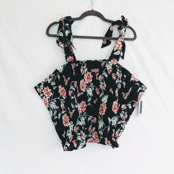BP Womens Plus Size 4X Black Floral Halter Tank Top Cami Sleeveless New With Tag - Picture 2 of 6